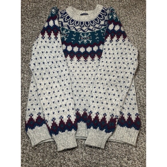 Vintage 80s/90s Woolrich Woman Scenic Fair Isle Sheep Wool Knit Sweater Size M - Picture 5 of 6
